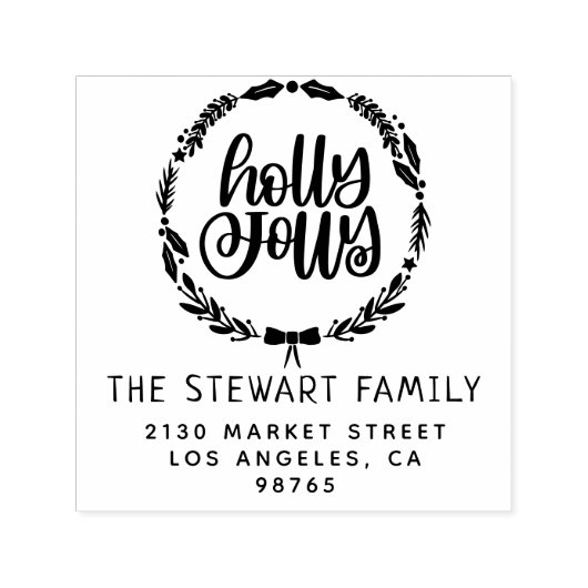 Holly Jolly Family Name Rücksendeadresse Permastempel (Design)