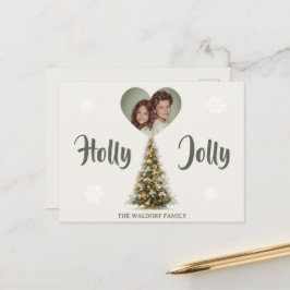 Holly Jolly Family Photo | Custom Holiday Card Postkarte
