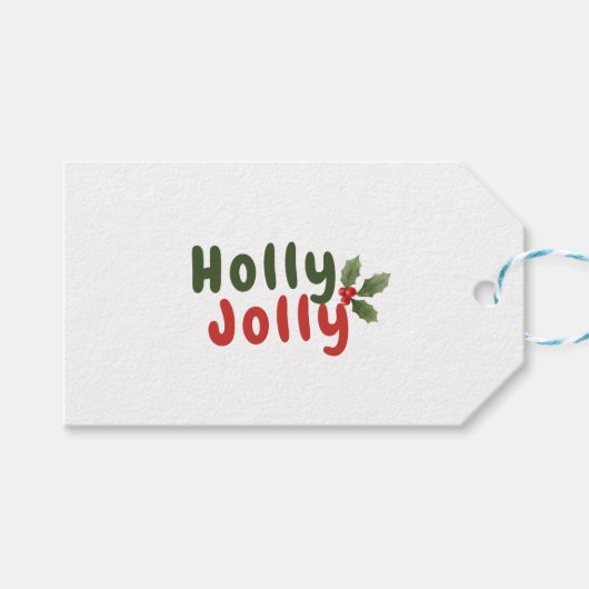 Holly Jolly - Festlicher Schriftart mit Holly Icon Geschenkanhänger (Vorderseite (Horizontal))