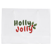 Holly Jolly - Festlicher Schriftart mit Holly Icon Große Geschenktüte (Rückseite)