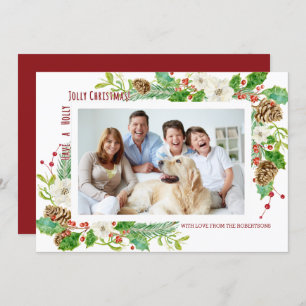 Holly Jolly Floral Christmas Einfach und modern  Einladung