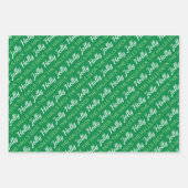 Holly Jolly Foto Collage Green White Christmas Geschenkpapier Set (Vorderseite 3)