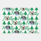 Holly Jolly Foto Collage Green White Christmas Geschenkpapier Set (Vorderseite 2)