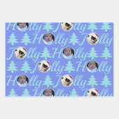 Holly Jolly Foto Collage Light Blue Christmas Geschenkpapier Set (Vorderseite 2)