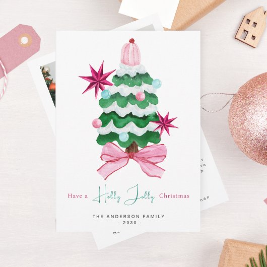 Holly Jolly Foto Weihnachtsbaum Weihnachtskarte Feiertagskarte