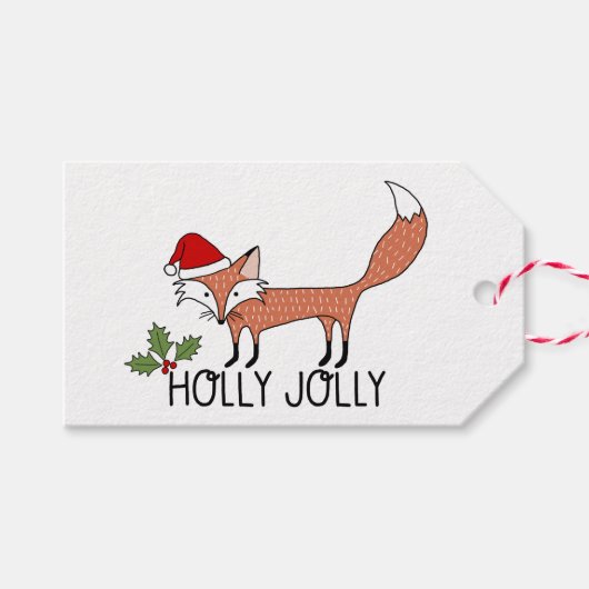 Holly Jolly Fox Geschenkanhänger (Vorderseite (Horizontal))