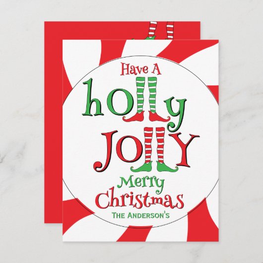 Holly Jolly Frohe Weihnachten! Feiertagskarte (Vorne/Hinten)