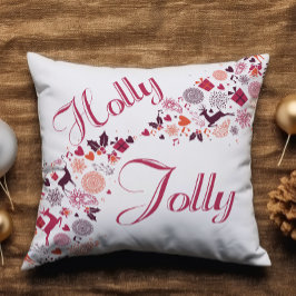 Holly Jolly Fun Red Snow Name Weihnachten Kissen