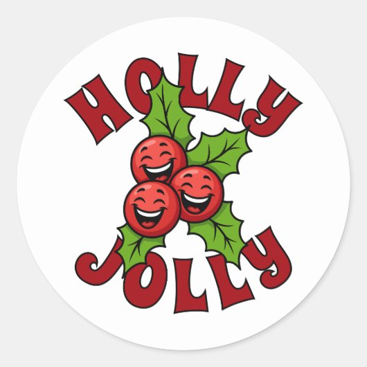 Holly Jolly Funny Laughing Holly Weihly Runder Aufkleber (Vorderseite)