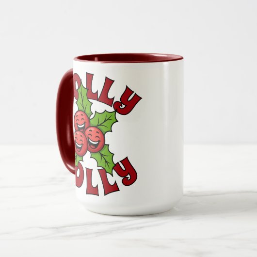 Holly Jolly Funny Laughing Holly Weihly Tasse (Vorderseite Links)
