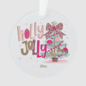 Holly Jolly Glam Pink Gold Leopard Print Christmas Ornament (Vorderseite)