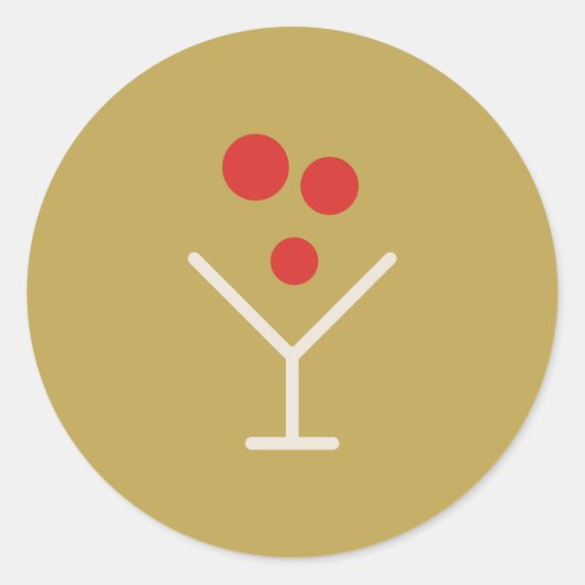Holly Jolly Gold Martini Holiday Sticker (Vorderseite)
