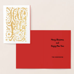 Holly Jolly Gold Sparkle Personalisiert Folienkarte