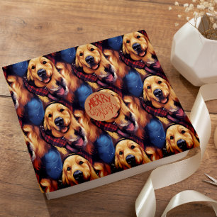 Holly Jolly Golden Retriever nahtloses Muster Geschenkpapier