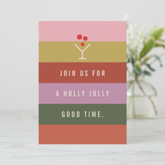 Holly Jolly Good Time party invitation Einladung (Stehend Vorderseite)