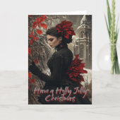 Holly Jolly Gothic Weihnachtskarte Dankeskarte (Vorderseite)