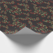 Holly Jolly Grüntöne ; Yuletide Blätter auf Black Geschenkpapier (Ecke)
