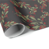 Holly Jolly Grüntöne ; Yuletide Blätter auf Black Geschenkpapier (Rolleneckpunkt)