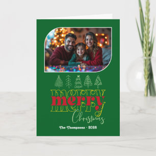 Holly Jolly Hand Drawn Merry Christmas Foto Feiertagskarte