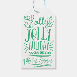 Holly Jolly Happy Holidays Gift Tags Geschenkanhänger