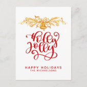 Holly Jolly | Happy Holidays Postkarte (Vorderseite)
