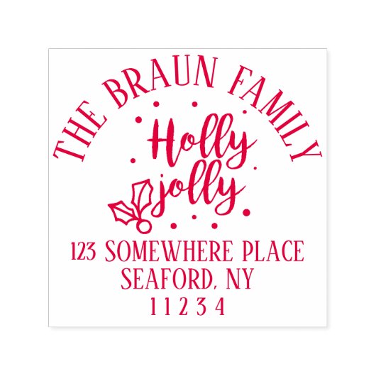 HOLLY JOLLY HOLIDAY ADRESSE BRIEFMARKE PERMASTEMPEL (Design)