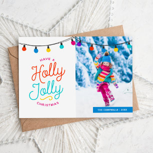Holly Jolly Holiday Foto Card   Gruß auf Zurück Feiertagskarte