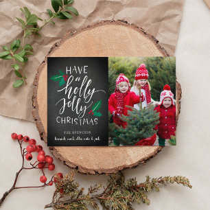 Holly Jolly   Holiday Foto Collage Card Feiertagskarte
