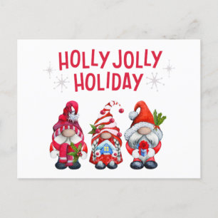 Holly Jolly Holiday Gnomes Feiertagspostkarte