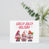 Holly Jolly Holiday Gnomes Feiertagspostkarte (Stehend Vorderseite)