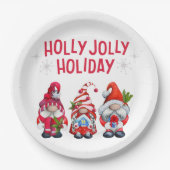 Holly Jolly Holiday Gnomes Pappteller (Vorderseite)