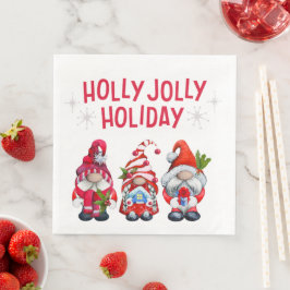 Holly Jolly Holiday Gnomes Serviette