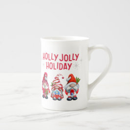 Holly Jolly Holiday Gnomes Whimsical Weihnachten Porzellantasse