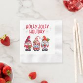Holly Jolly Holiday Gnomes Whimsical Weihnachten Serviette (Beispiel)