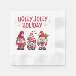 Holly Jolly Holiday Gnomes Whimsical Weihnachten Serviette