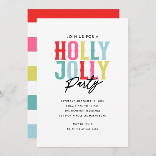 Holly Jolly Holiday Party Einladung (Vorne/Hinten)