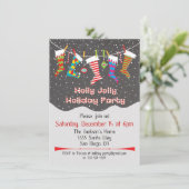Holly Jolly Holiday Party Hängende Strumpf laden e Einladung (Stehend Vorderseite)