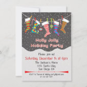 Holly Jolly Holiday Party Hängende Strumpf laden e Einladung (Vorderseite)