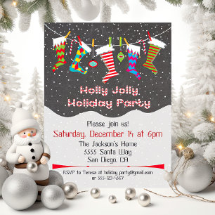 Holly Jolly Holiday Party Hängende Strumpf laden e Einladung