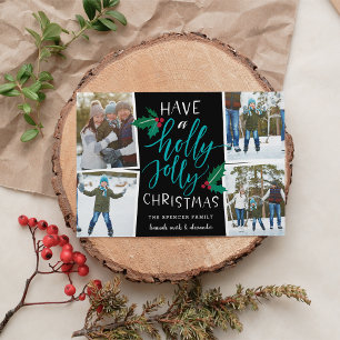 Holly Jolly Holiday Photo Collage Card Feiertagskarte