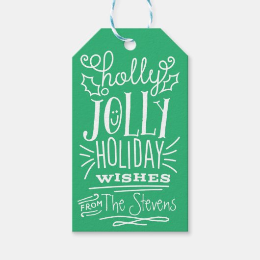 Holly Jolly Holiday wünscht Gift Tag Geschenkanhänger (Vorderseite)