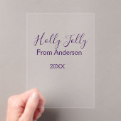 Holly Jolly holidays add name family year purple s Acryleinladungen (Insitu (Handheld))
