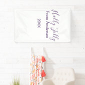 Holly Jolly holidays add name family year purple s Banner (Insitu)