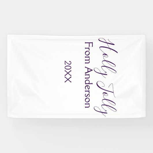 Holly Jolly holidays add name family year purple s Banner (Horizontal)