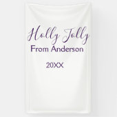 Holly Jolly holidays add name family year purple s Banner (Vertikal)