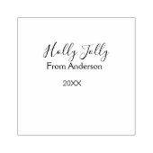 Holly Jolly holidays add name family year purple s Gummistempel (Prägung)