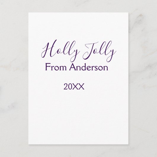 Holly Jolly holidays add name family year purple s Postkarte (Vorderseite)