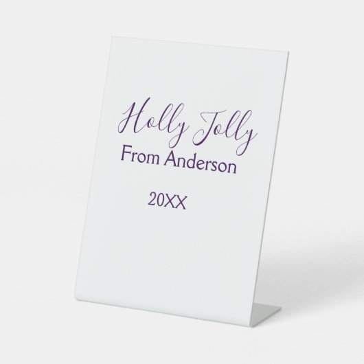 Holly Jolly holidays add name family year purple s Sockelschild (Vorderseite)