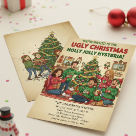 Holly Jolly Hysteria Ugly Sweater Christmas Party  Einladung