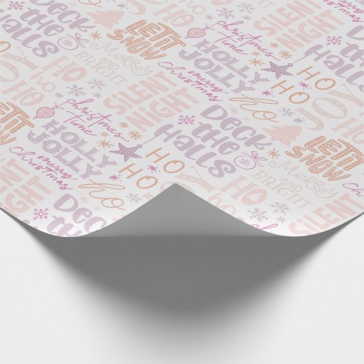 Holly Jolly Joy Deck the Halls Cream Weihnachten Geschenkpapier (Ecke)
